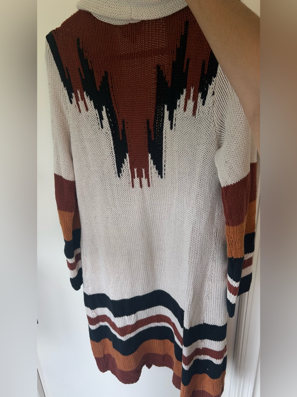 Shyanne Cream and Brown Patterned Cardigan - Picture 5 of 5